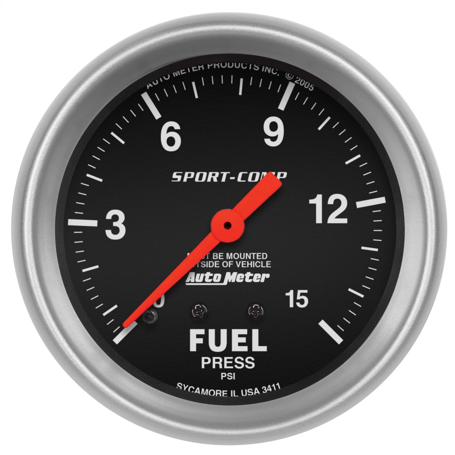 2-5/8" FUEL PRESSURE, 0-15 PSI, SPORT-COMP