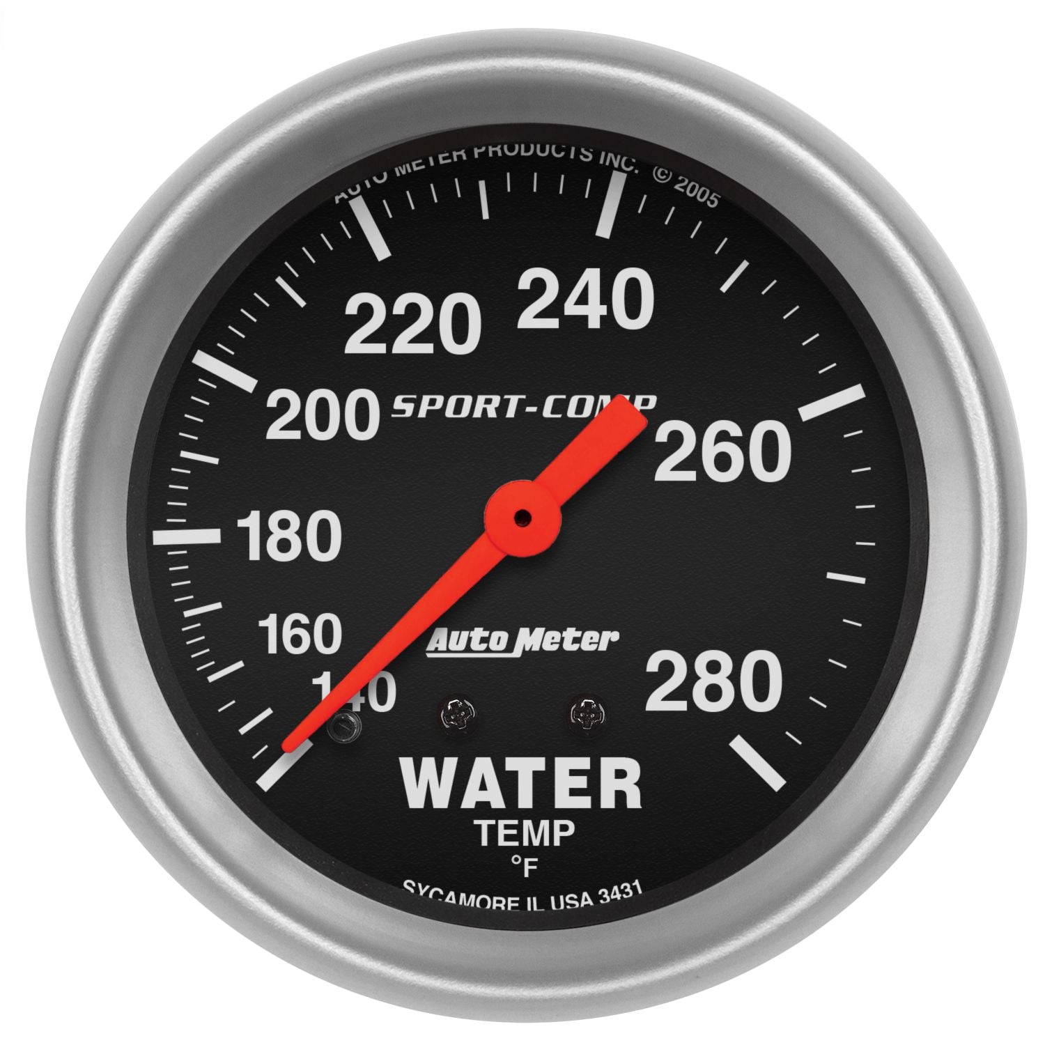 Autometer 3431 Sport-Comp Mechanical Water Temperature Gauge 2-5/8" 140-280?? F