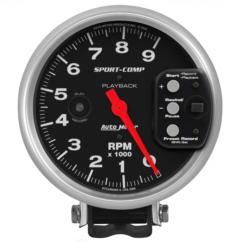 5" PEDESTAL PLAYBACK TACHOMETER, 0-9,000 RPM, SPORT-COMP