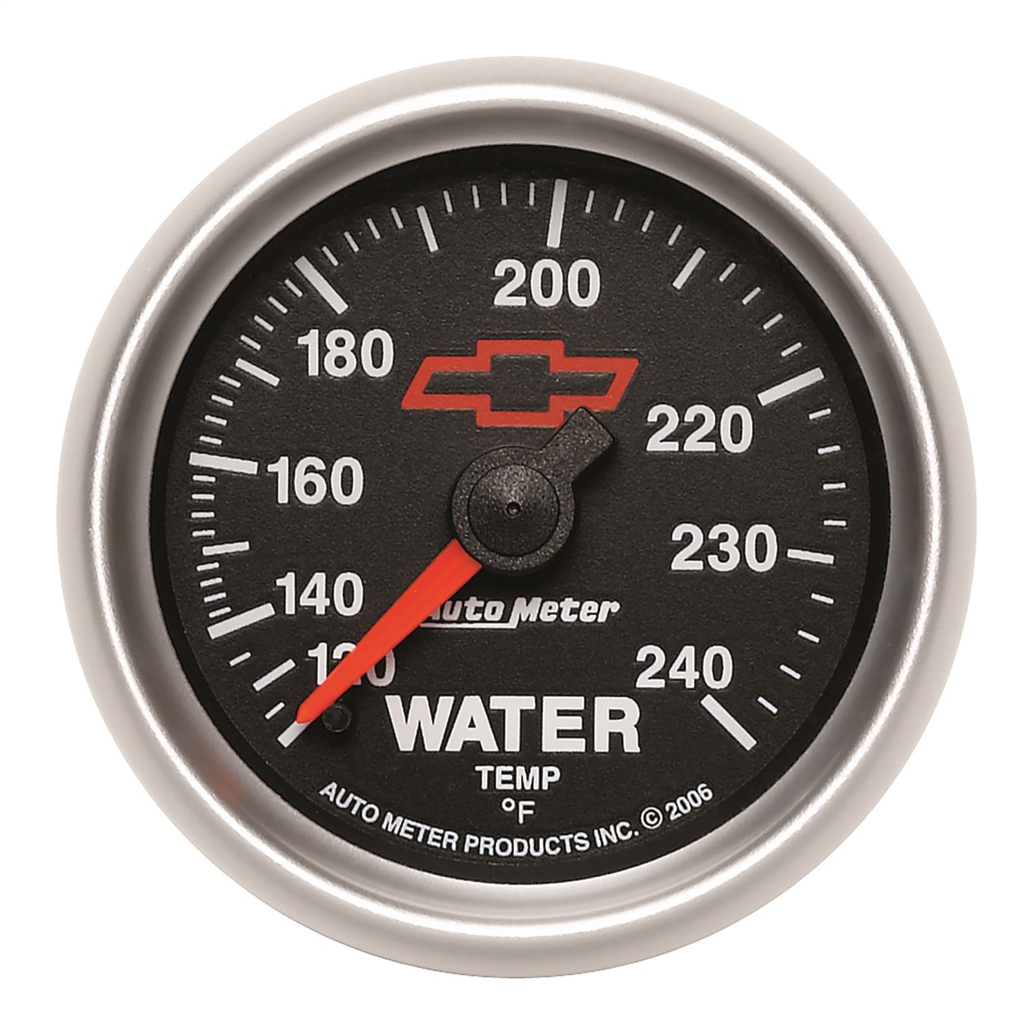 2-1/16" WATER TEMPERATURE, 120-240 °F, CHEVY RED BOWTIE, BLACK