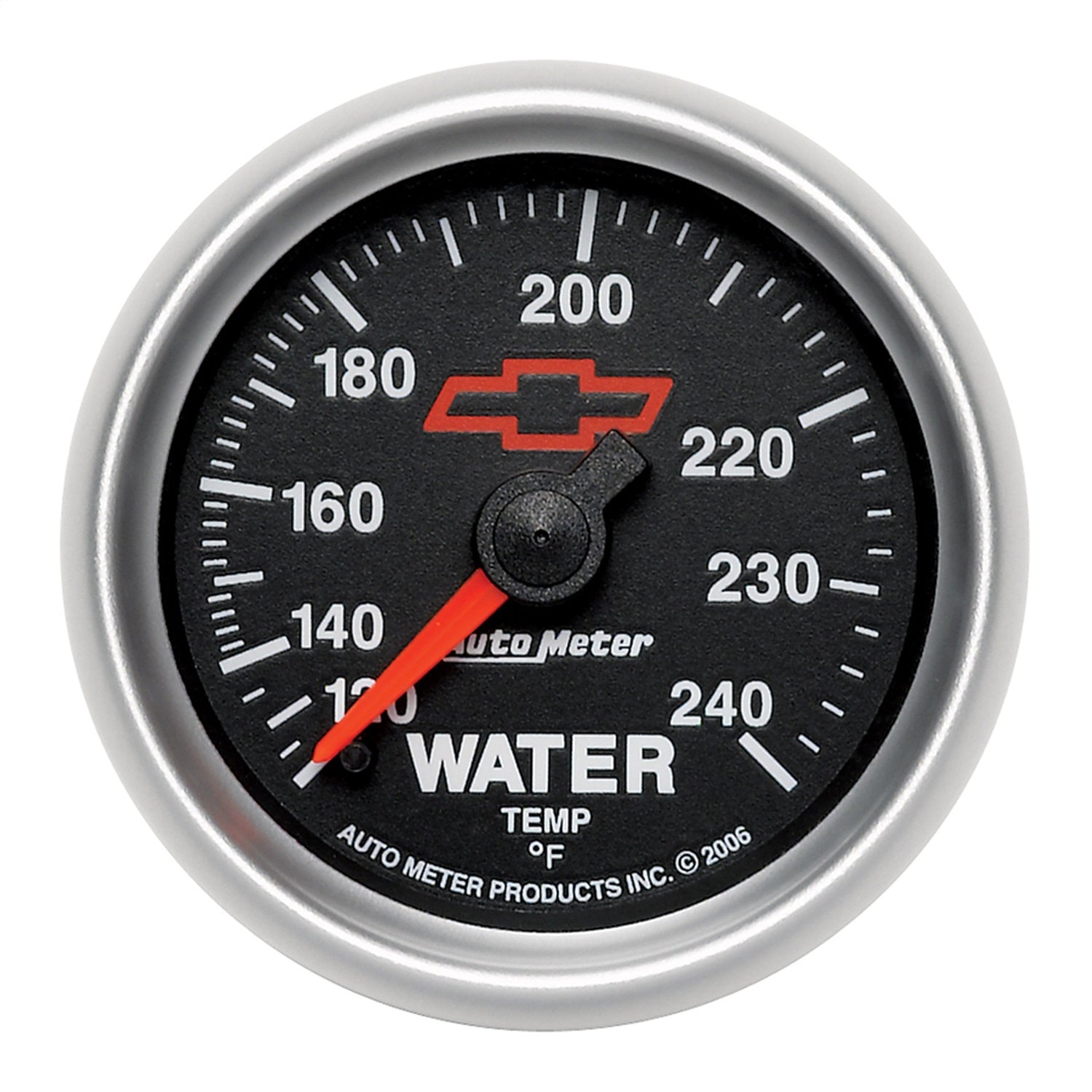 2-1/16" WATER TEMPERATURE, 120-240 °F, CHEVY RED BOWTIE, BLACK