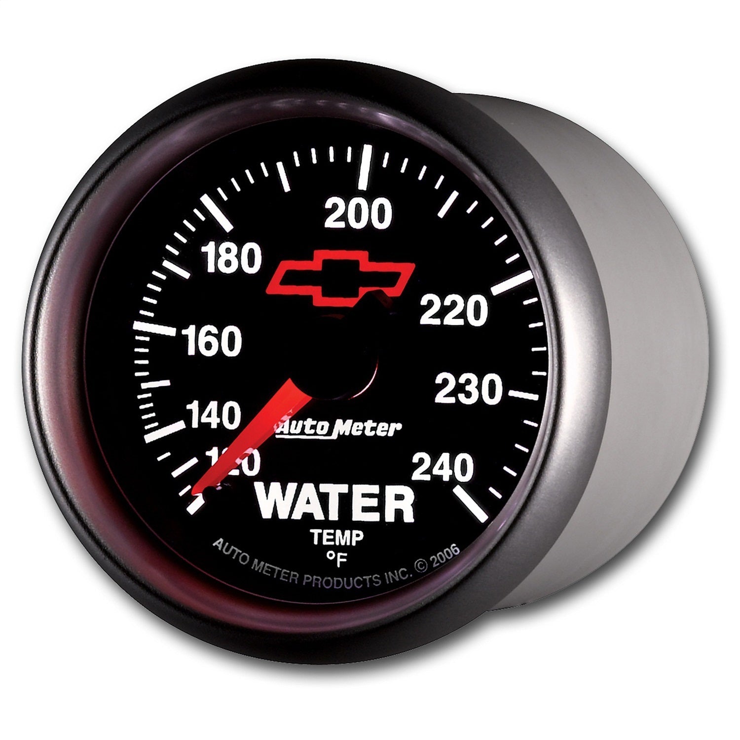 2-1/16" WATER TEMPERATURE, 120-240 °F, CHEVY RED BOWTIE, BLACK