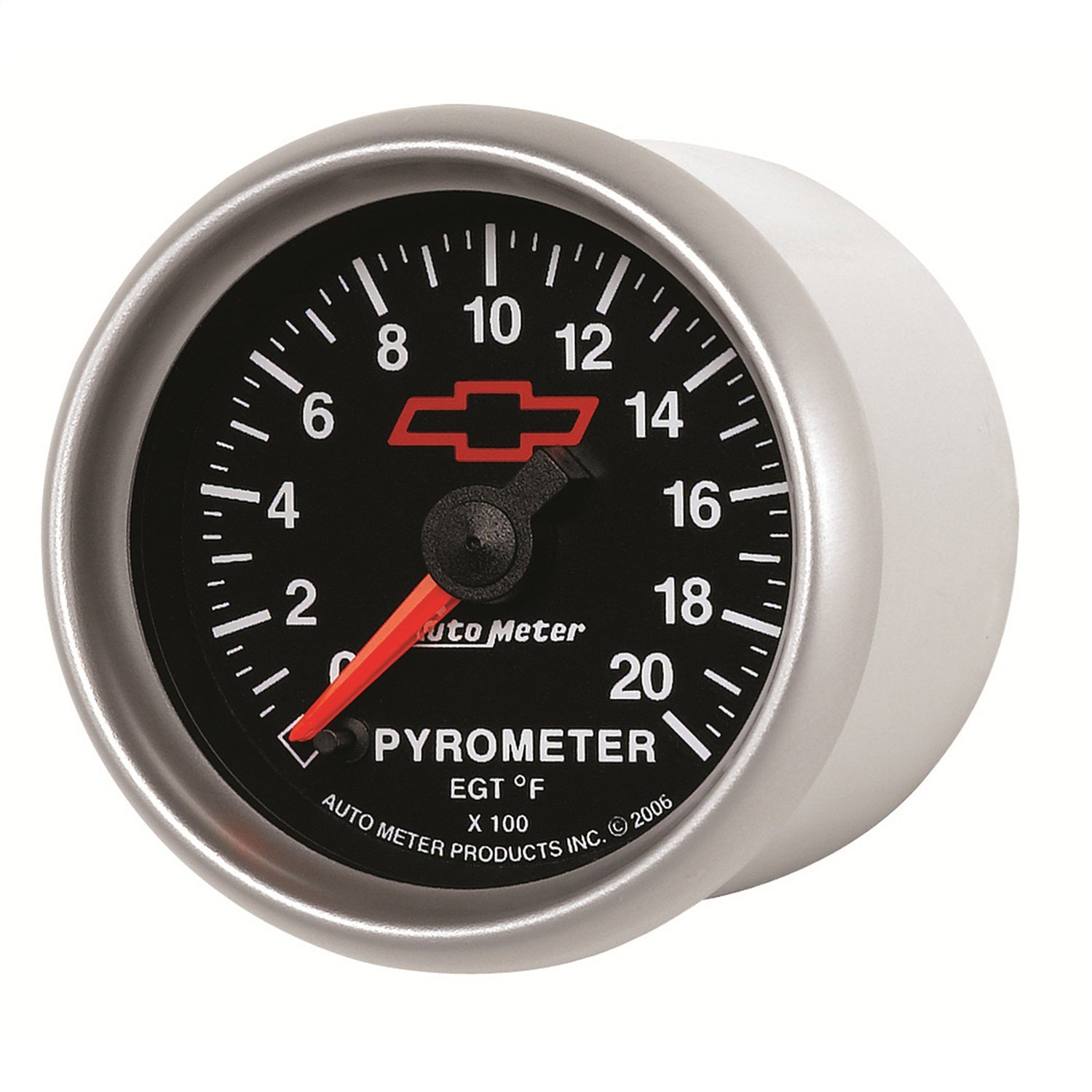 2-1/16" PYROMETER, 0-2000 °F, CHEVY RED BOWTIE, BLACK