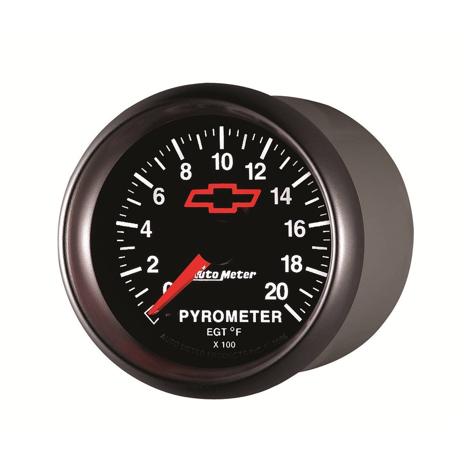 2-1/16" PYROMETER, 0-2000 °F, CHEVY RED BOWTIE, BLACK