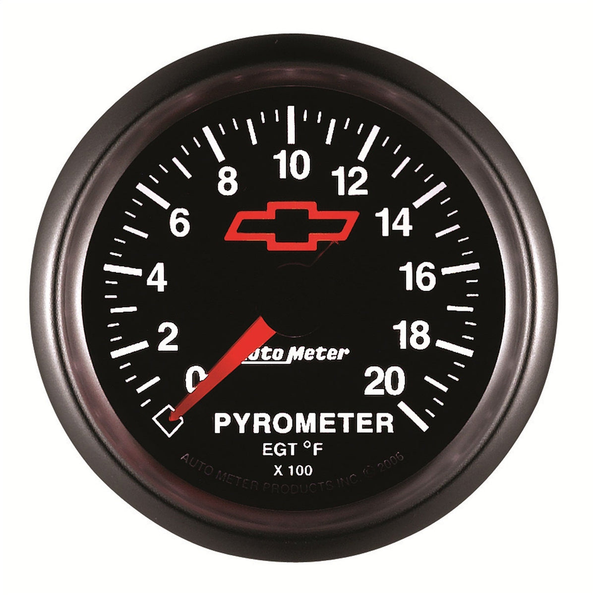 2-1/16" PYROMETER, 0-2000 °F, CHEVY RED BOWTIE, BLACK