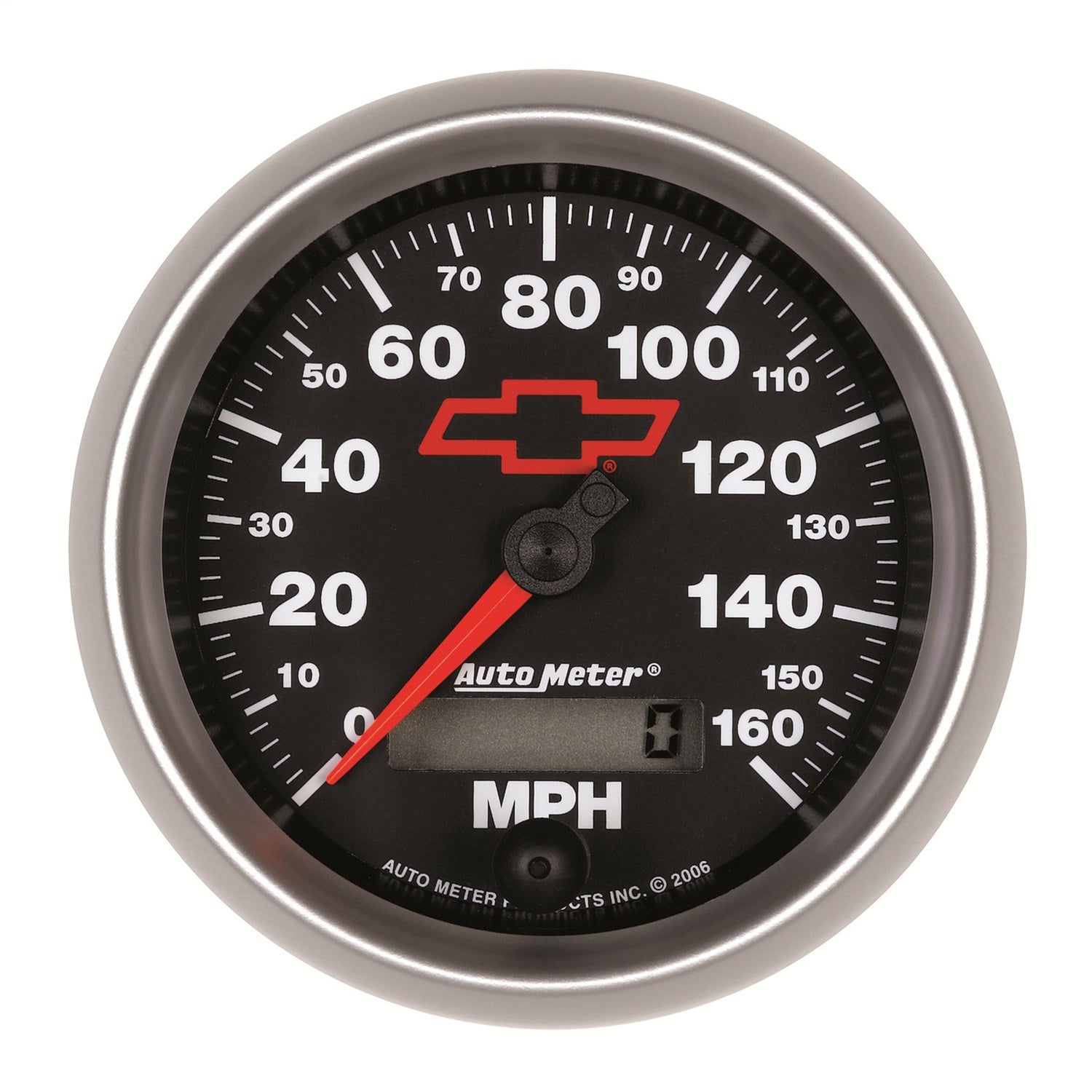 3-3/8" SPEEDOMETER, 0-160 MPH, CHEVY RED BOWTIE, BLACK