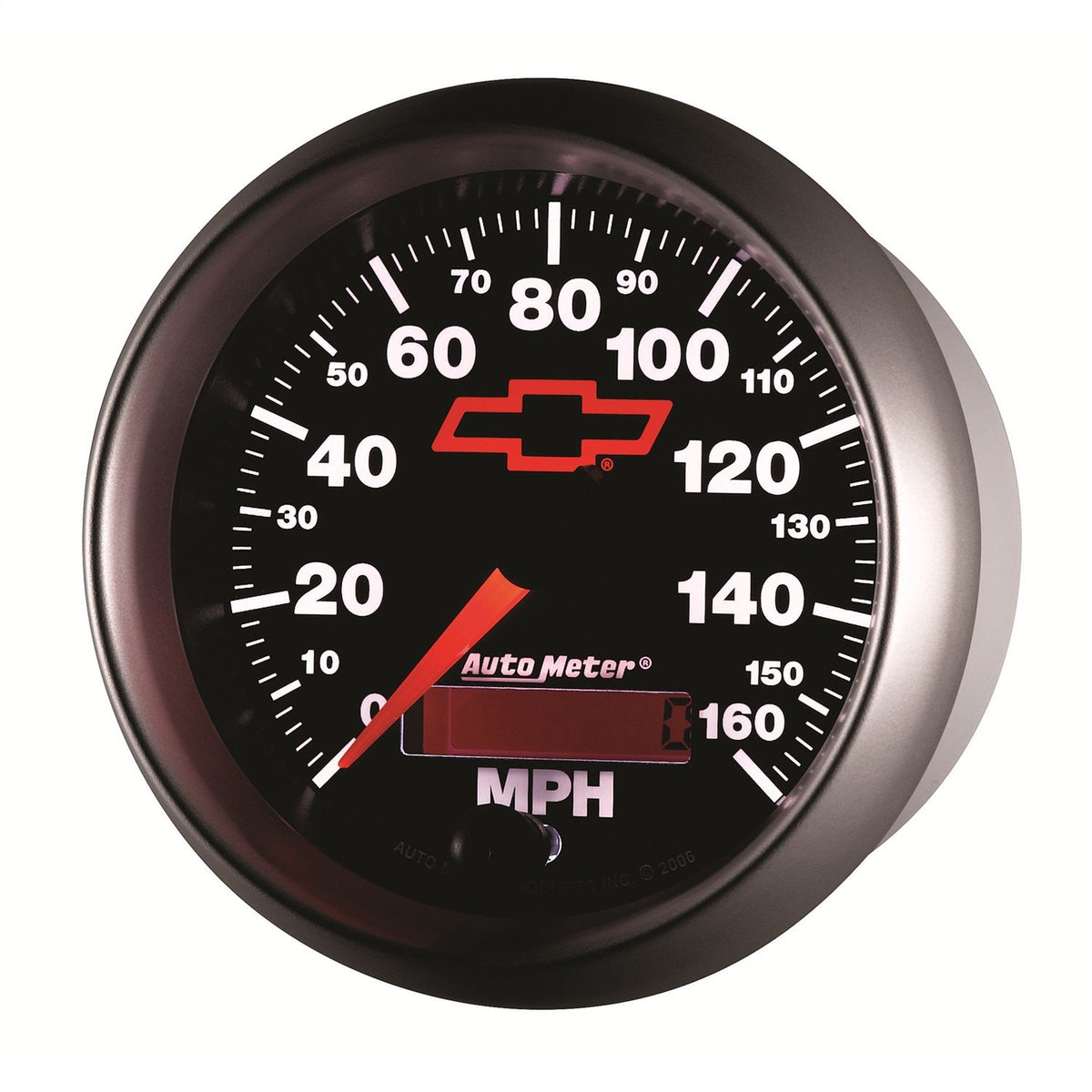 3-3/8" SPEEDOMETER, 0-160 MPH, CHEVY RED BOWTIE, BLACK