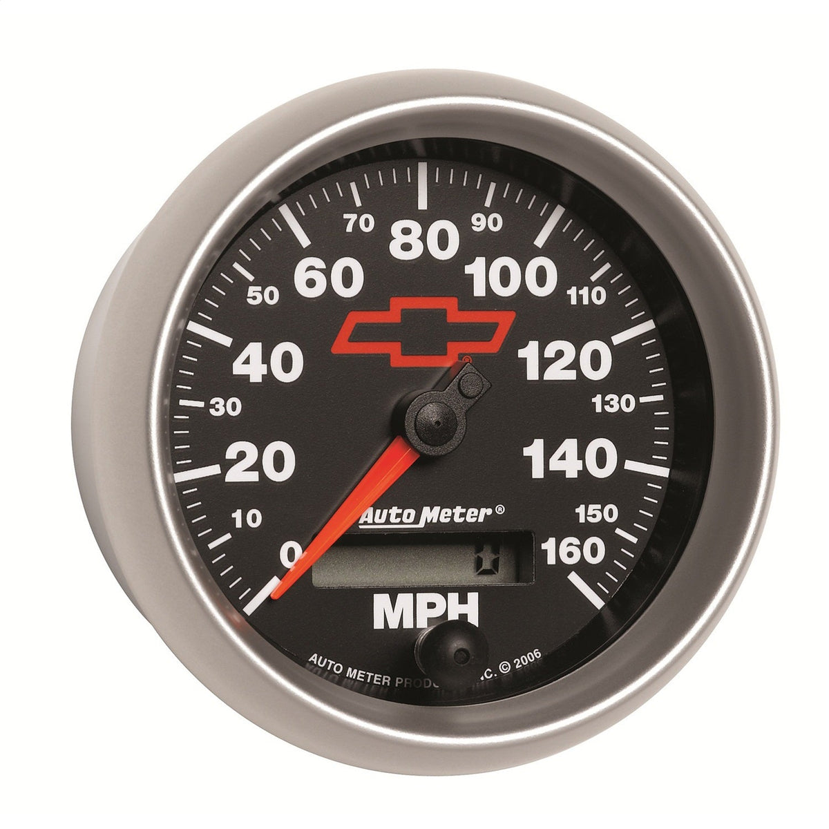 3-3/8" SPEEDOMETER, 0-160 MPH, CHEVY RED BOWTIE, BLACK