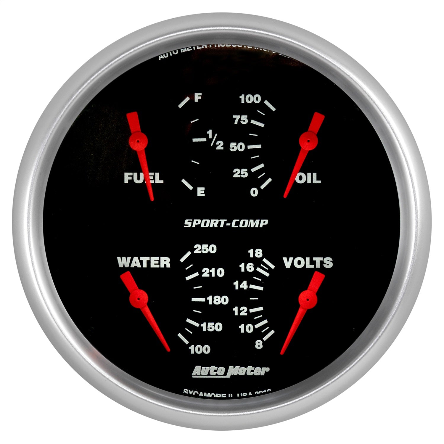 5" QUAD GAUGE, 100 PSI/100-250 °F/8-18V/0-90 ?, SPORT-COMP