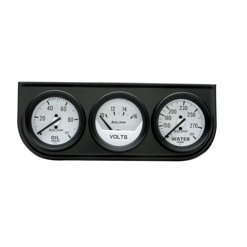 GAUGE CONSOLE, OILP/WTMP/VOLT, 2-1/16", 100 PSI/280 °F/16V, WHT DIAL, BLK BZL, AG