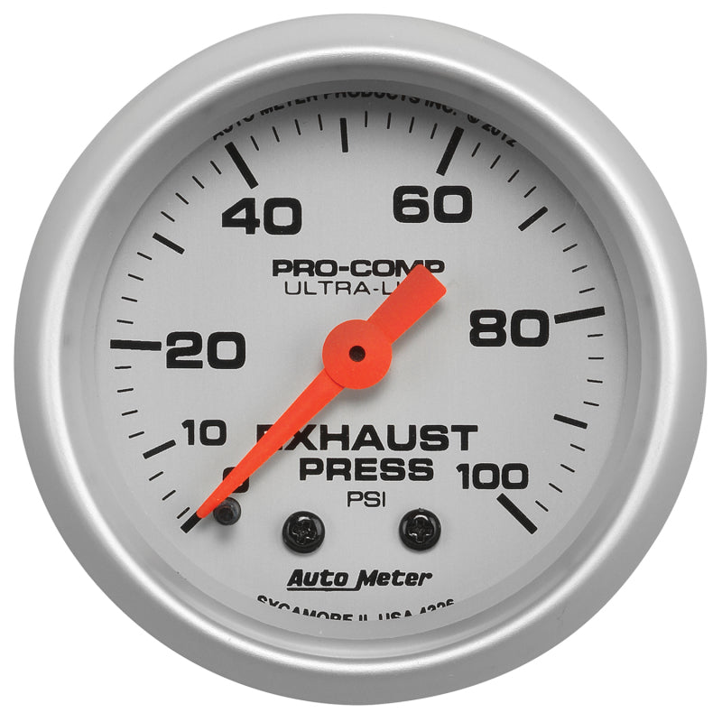 2-1/16" EXHAUST PRESSURE, 0-100 PSI, ULTRA-LITE