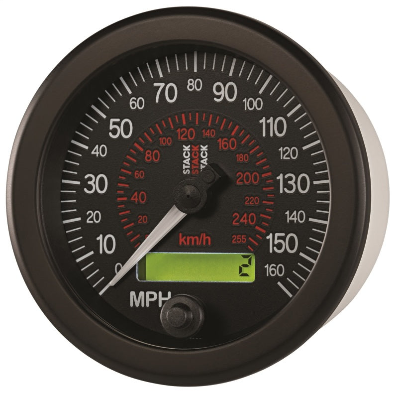 88MM SPEEDOMETER, 0-160 MPH / 260 KM/H, STACK BLK