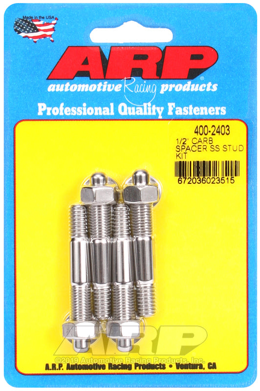 ARP 400-2403 1/2" Spacer SS Carburetor Stud Kit