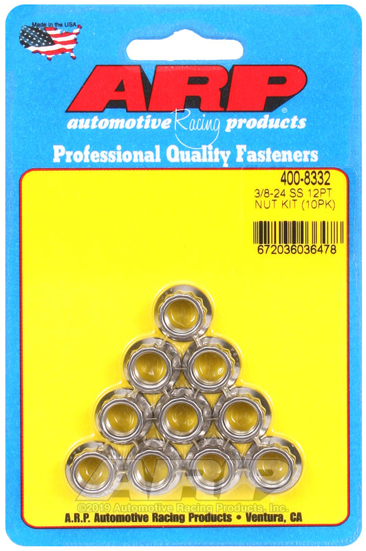 ARP 400-8332 3/8-24 SS 12PT Nut Kit