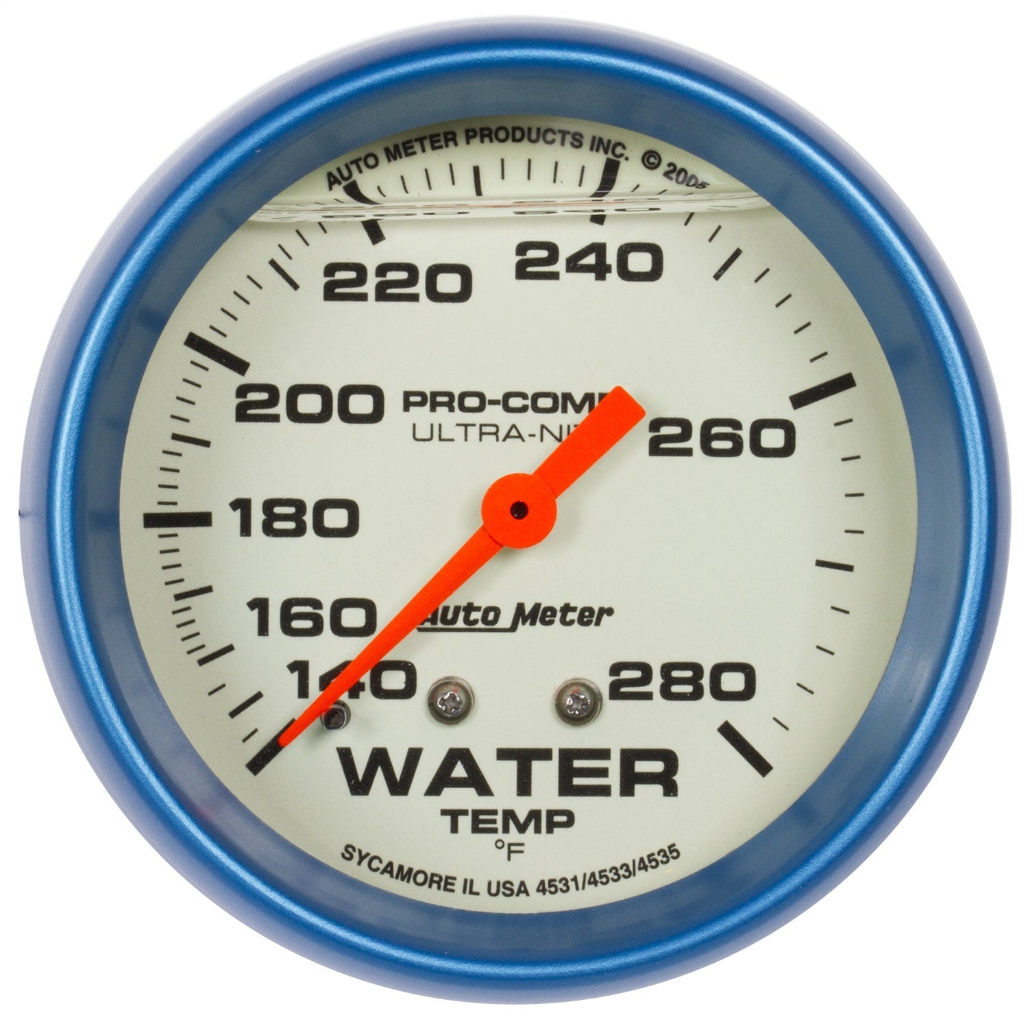 2-5/8" WATER TEMPERATURE, LIQUID FILLED, 140-280 °F, ULTRA-NITE