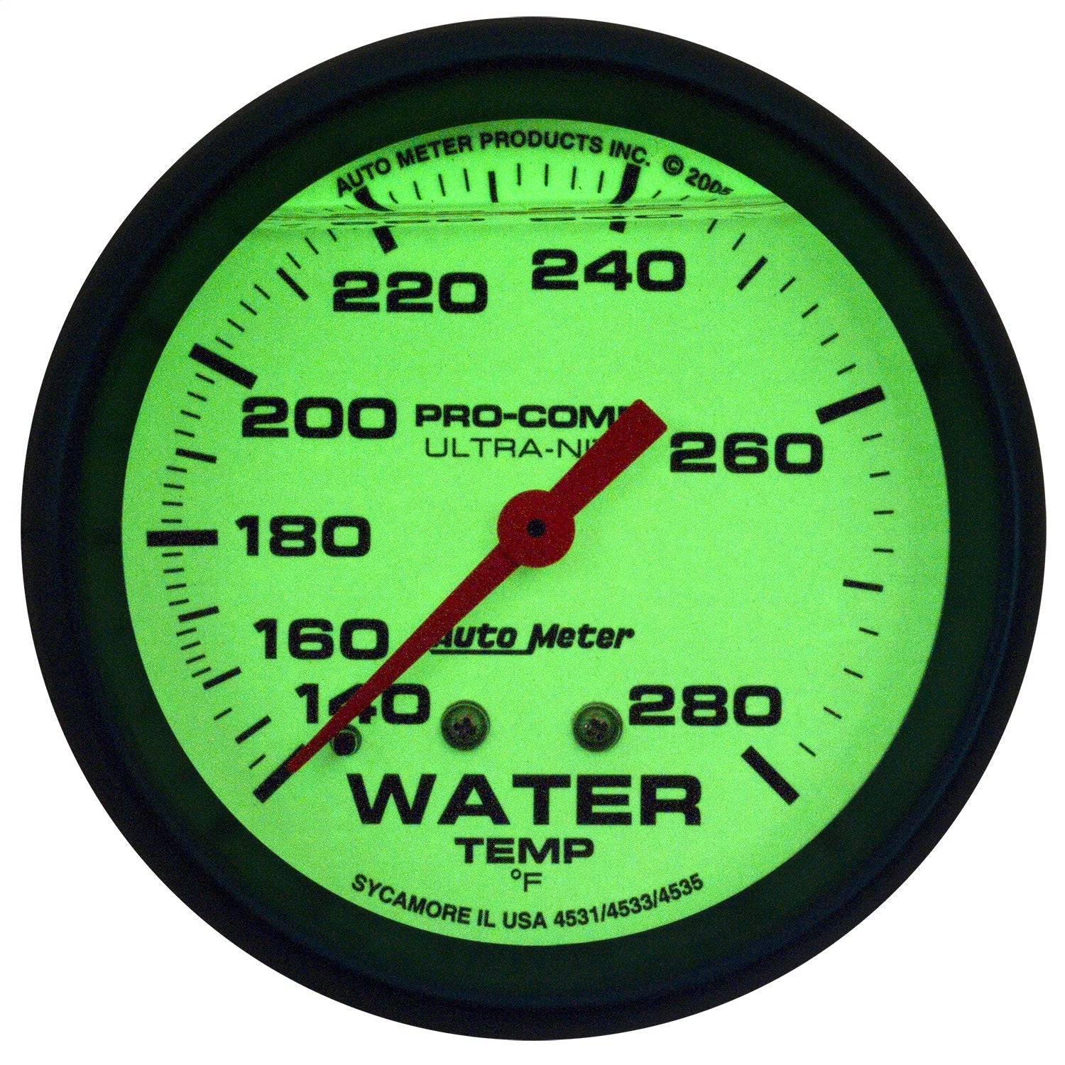 2-5/8" WATER TEMPERATURE, 140-280 °F, LIQUID FILLED, ULTRA-NITE