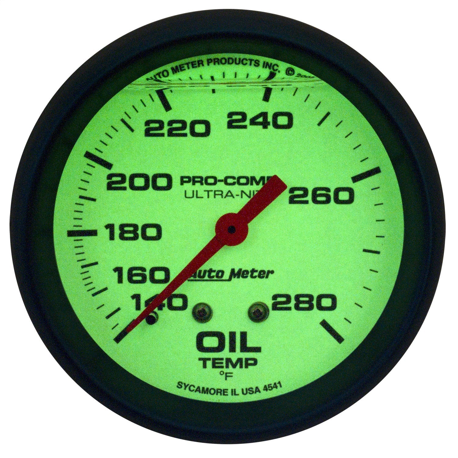 2-5/8" OIL TEMPERATURE, 140-280 °F, LIQUID FILLED, ULTRA-NITE