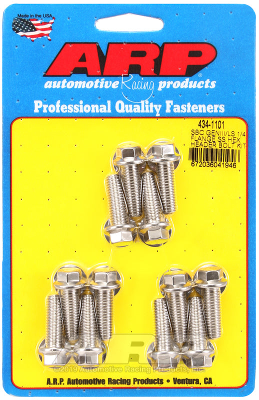ARP 434-1101 SBC/GenIII LS 1/4 Flange SS Hex Header Bolt Kit