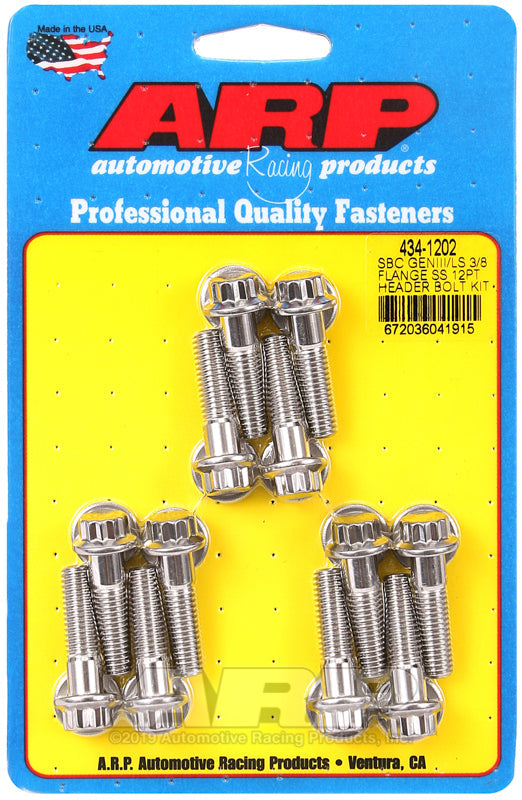 ARP 434-1202 SBC/GenIII LS 3/8 Flange SS 12PT Header Bolt Kit
