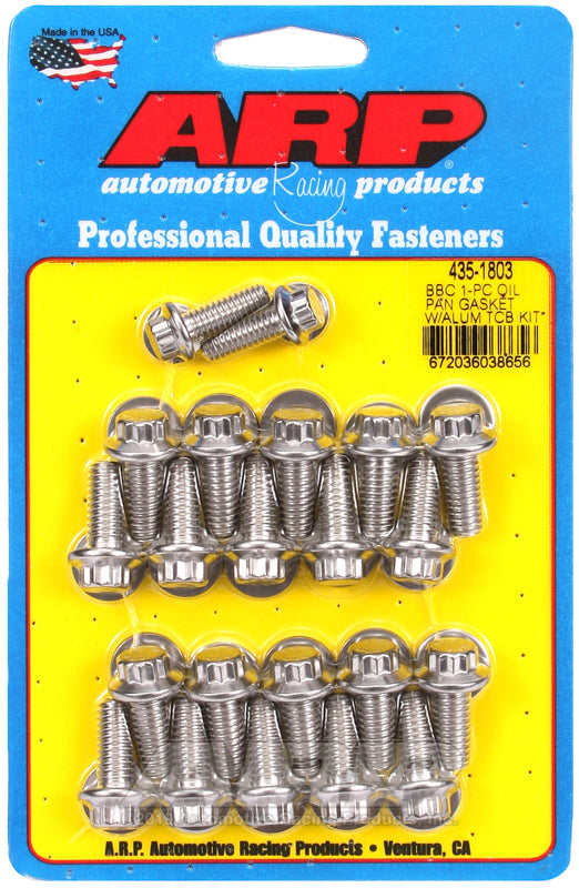 ARP 435-1803 BB Chevy1-PC Oil Pan Gasket w/Alum Timing Cover 12PT Bolt Kit