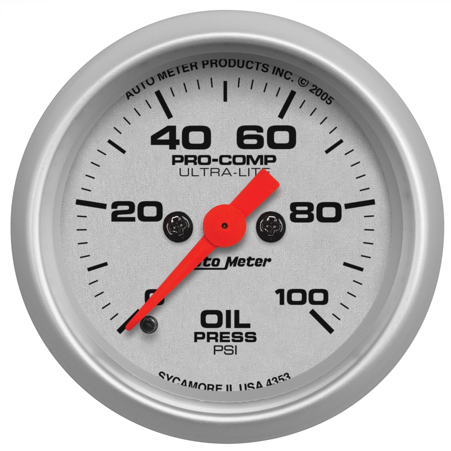 2-1/16" OIL PRESSURE, 0-100 PSI, ULTRA-LITE