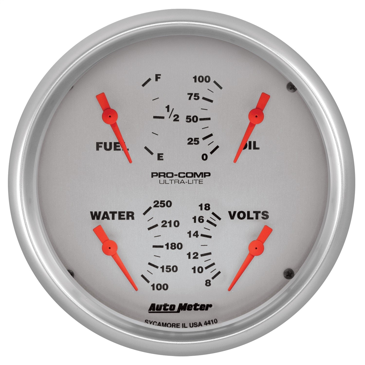 5" QUAD GAUGE, 100 PSI/100-250 °F/8-18V/240-33 ?, ULTRA-LITE