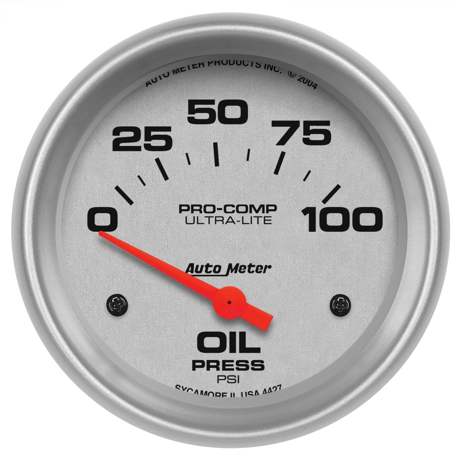 2-5/8" OIL PRESSURE, 0-100 PSI, ULTRA-LITE