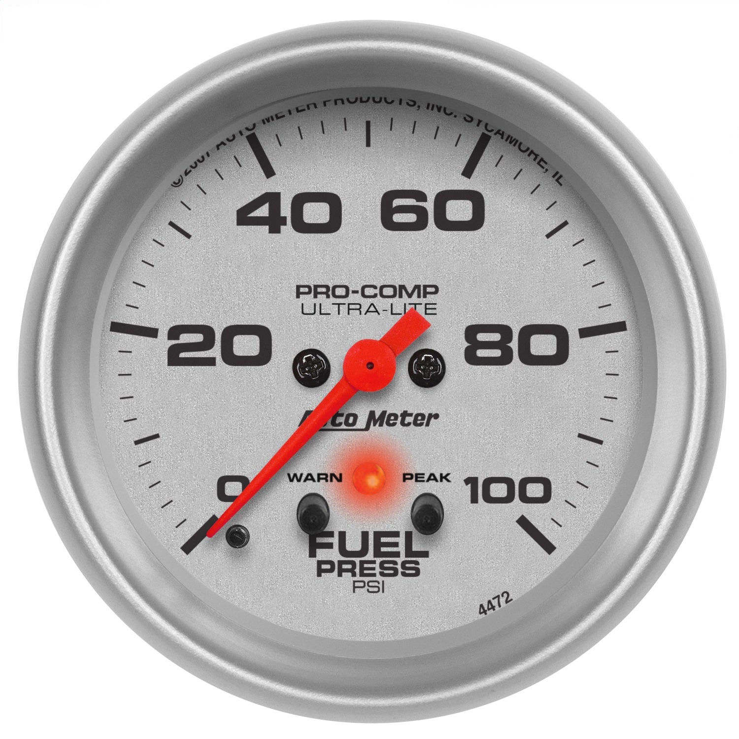 2-5/8" FUEL PRESSURE, 0-100 PSI, ULTRA-LITE