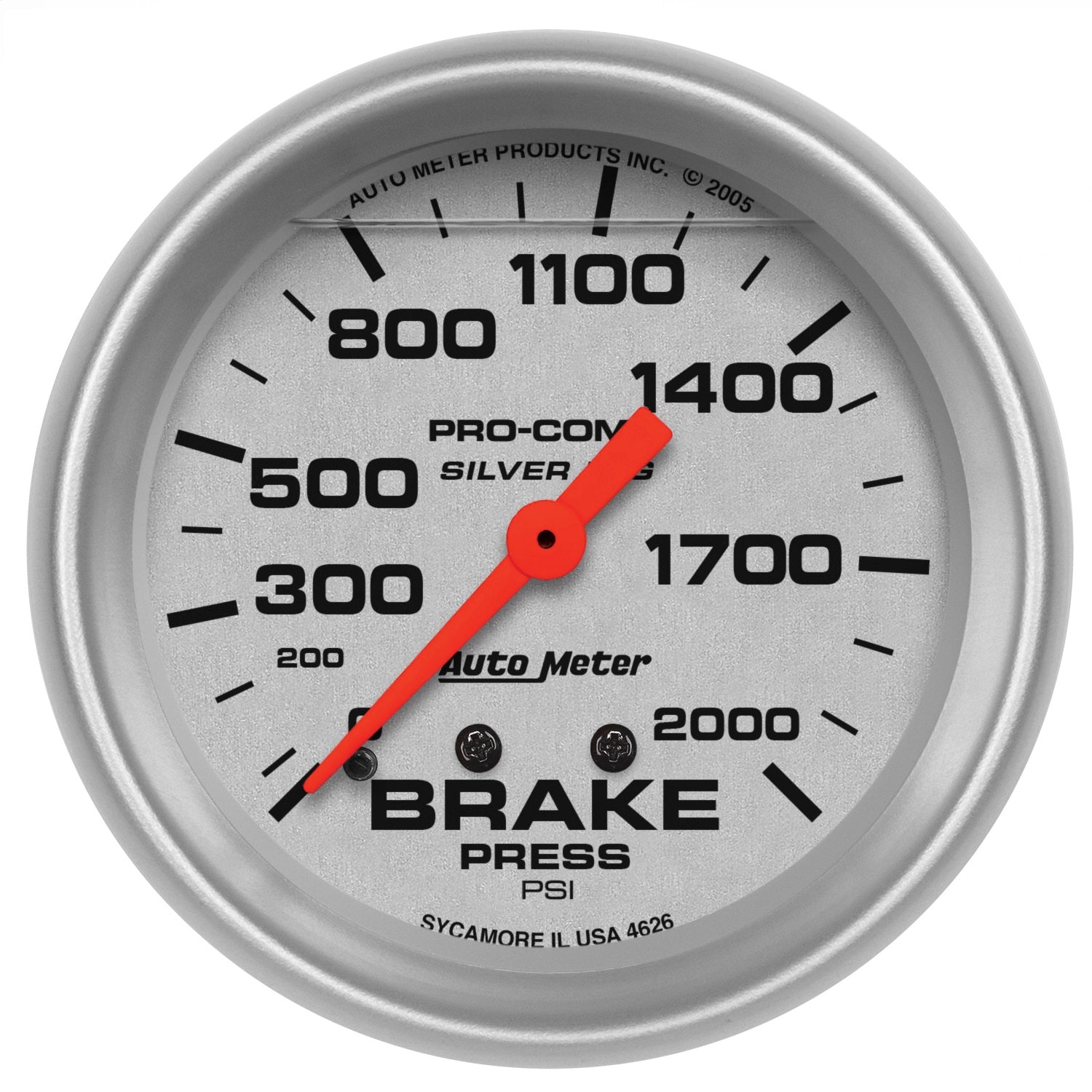 2-5/8" BRAKE PRESSURE, 0-2000 PSI, LIQUID FILLED, ULTRA-LITE