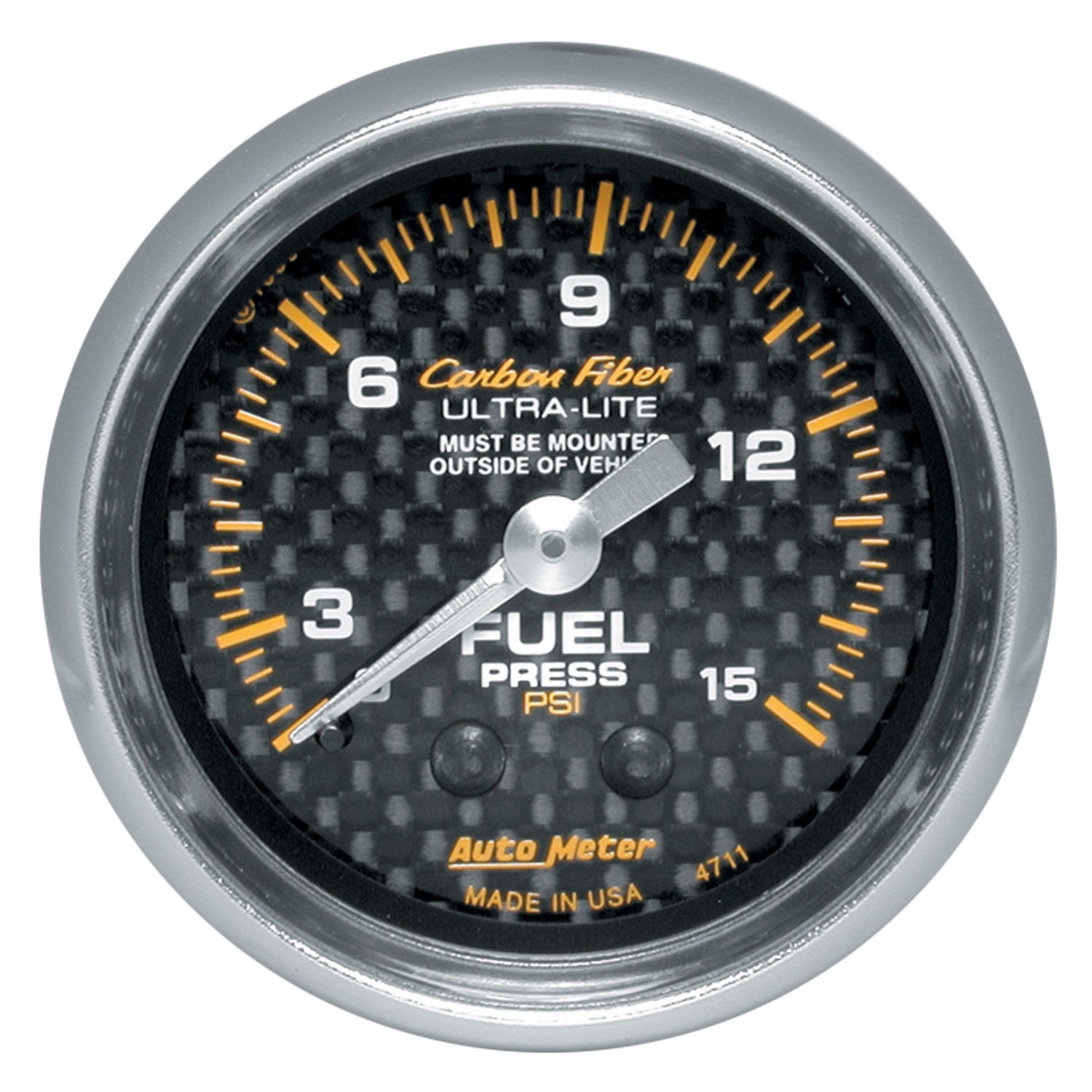 2-1/16" FUEL PRESSURE, 0-15 PSI, CARBON FIBER