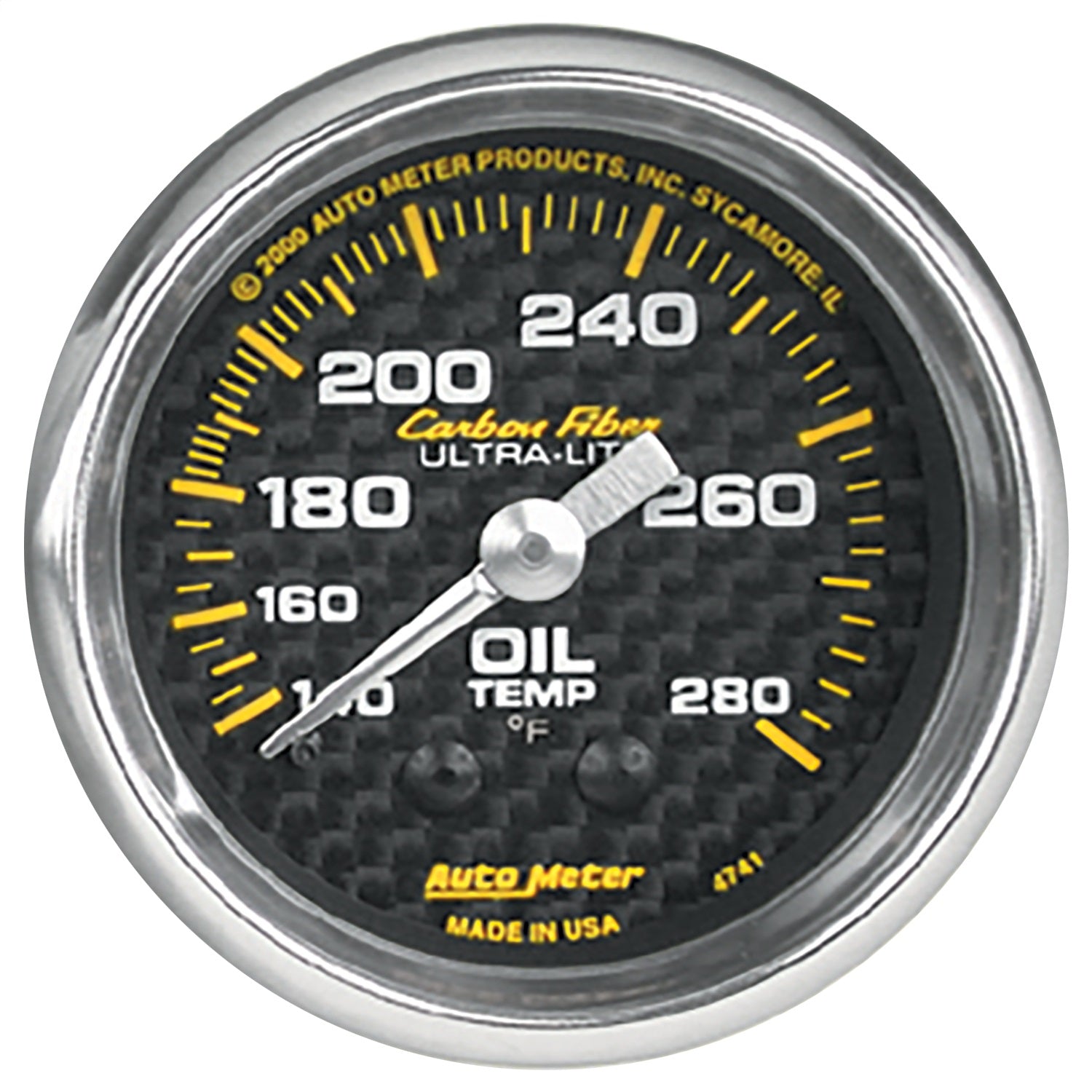 2-1/16" OIL TEMPERATURE, 140-280 °F, CARBON FIBER