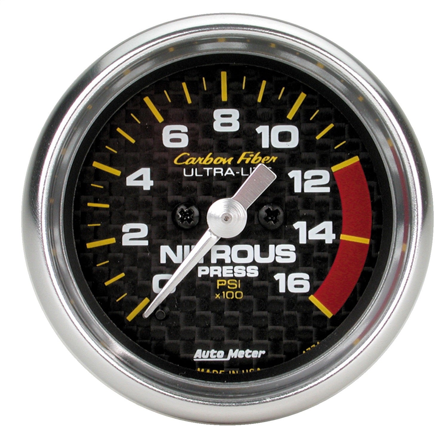 2-1/16" NITROUS PRESSURE, 0-1600 PSI, CARBON FIBER