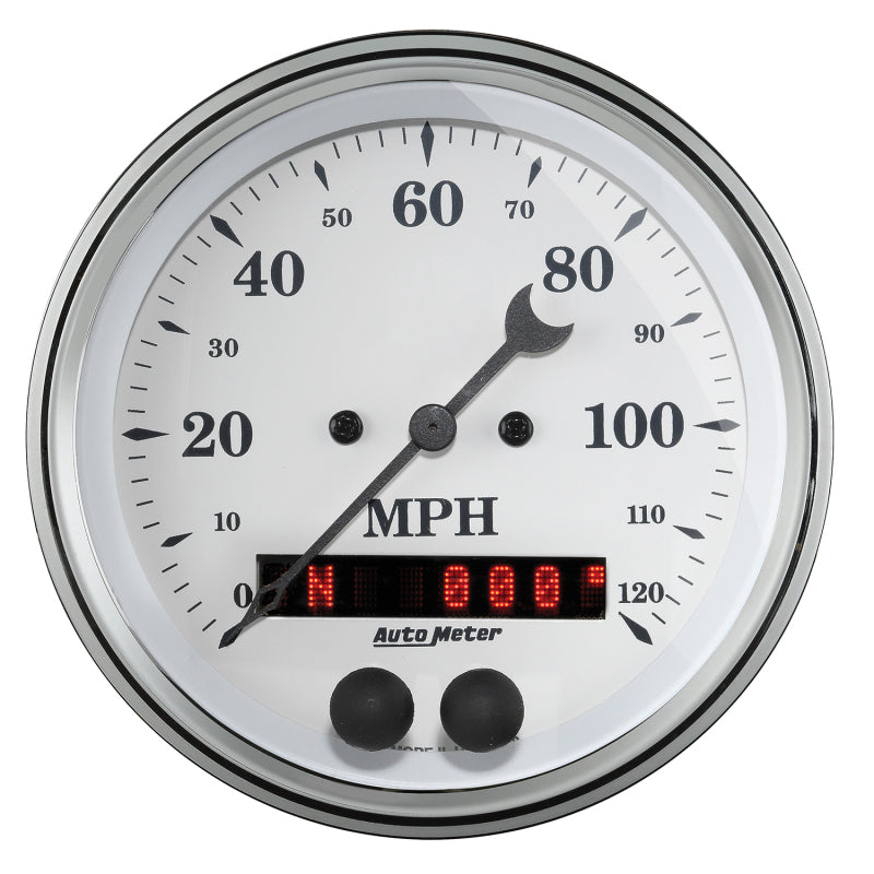 3-3/8" GPS SPEEDOMETER, 0-120 MPH, OLD-TYME WHITE