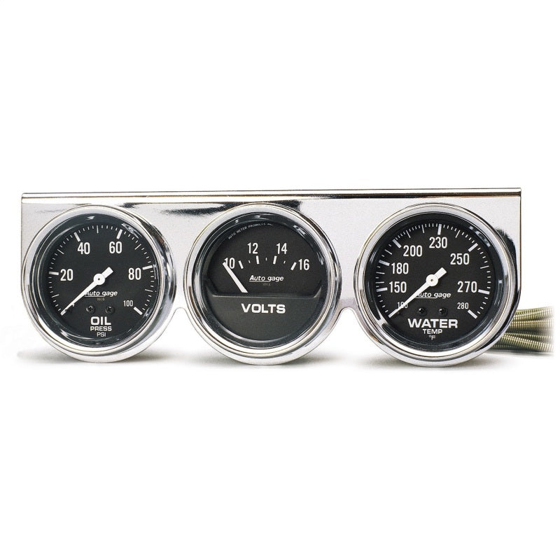 GAUGE CONSOLE, OILP/WTMP/VOLT, 2-5/8", 100 PSI/280 °F/16V, BLK DIAL, CHROME BZL, AG