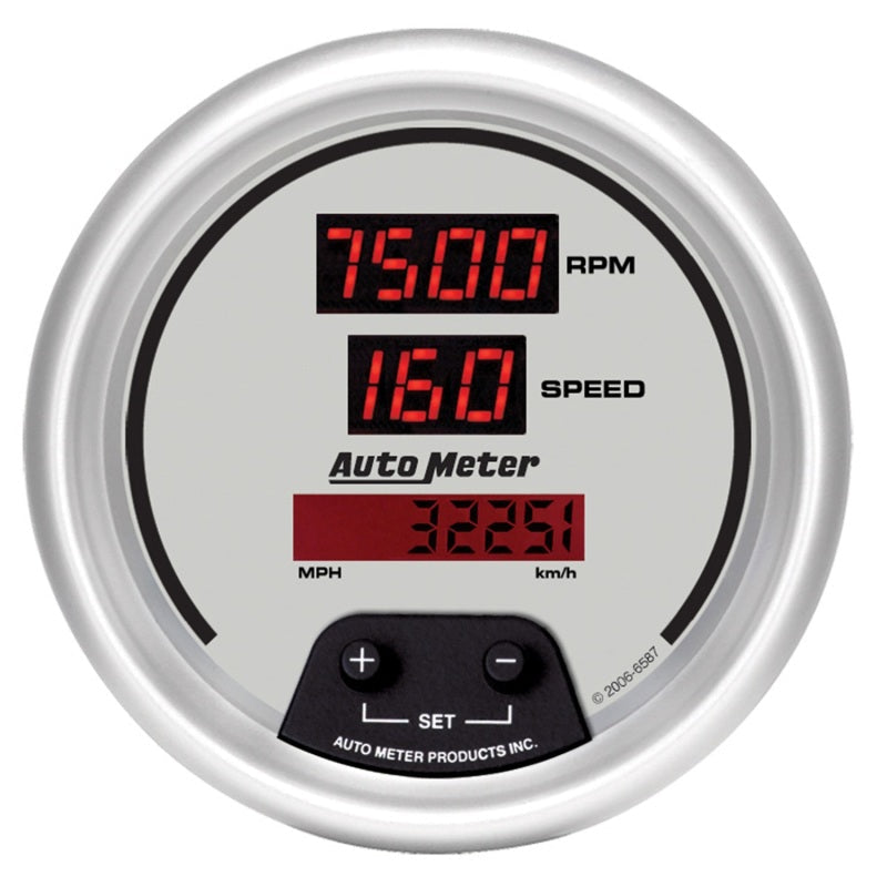 3-3/8" TACHOMETER/SPEEDOMETER COMBO, 10K RPM/260 MPH/260 KM/H, ULTRA-LITE DIGITAL