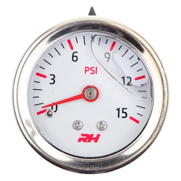 Redhorse Performance 5001-15-1 Liquid Filled Fuel Pressure Gauge - 1/8" NPT Inlet - 15psi - White w/Silver Screws