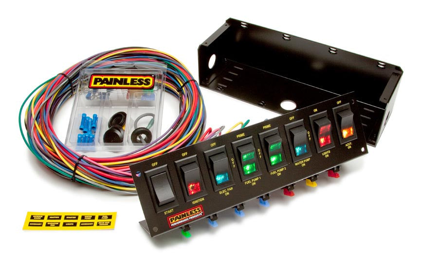 Painless Wiring 50303 8-Switch Fused Panel w/all Necessary Wiring & Hardware