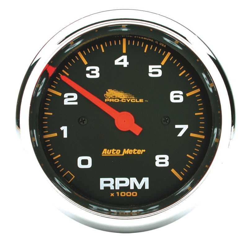 3-3/4" TACHOMETER, 0-8,000 RPM, BLACK, PRO-CYCLE