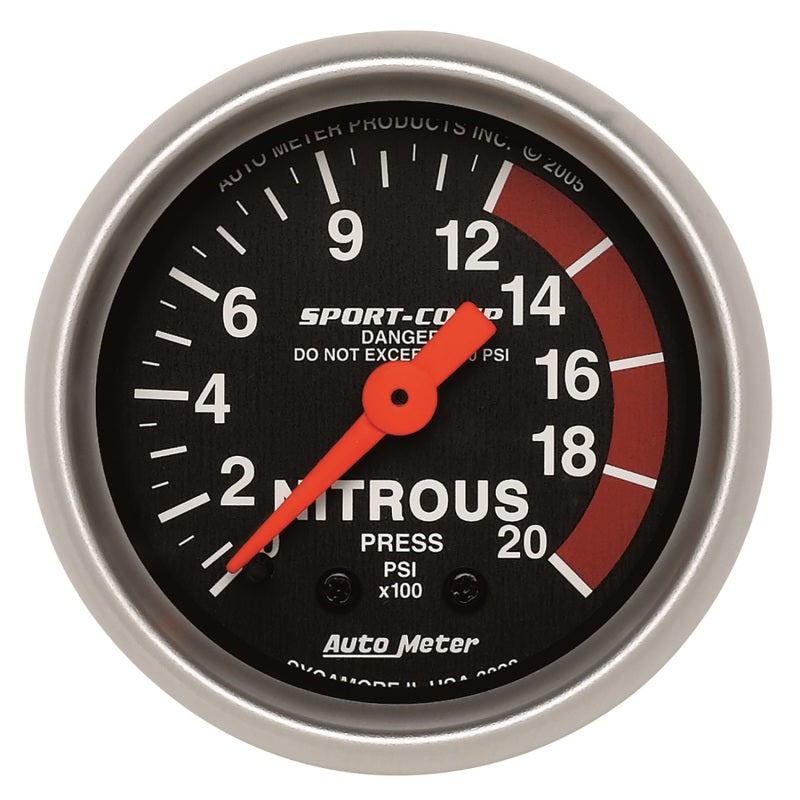 2-1/16" NITROUS PRESSURE, 0-2000 PSI, SPORT-COMP