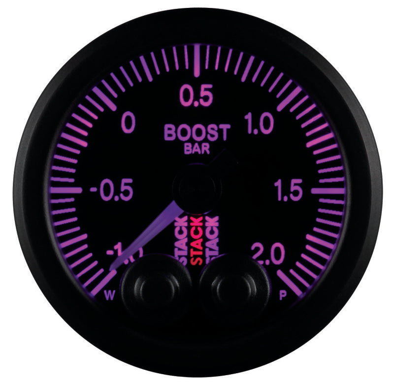 52MM, BOOST PRESS, PRO-CONTROL, BLK, -1 TO +2 BAR, INCL. T-FITTING