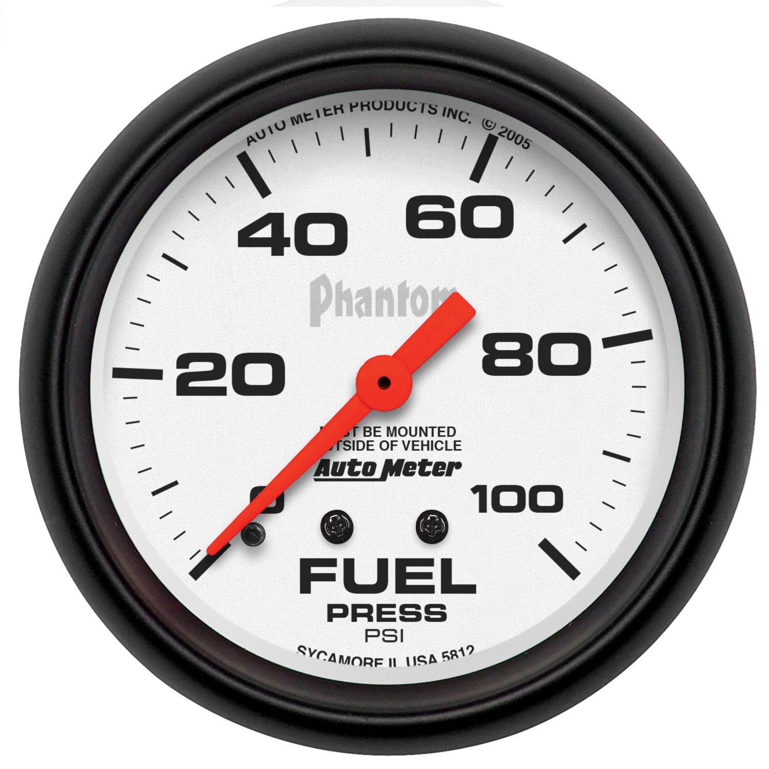 2-5/8" FUEL PRESSURE, 0-100 PSI, PHANTOM