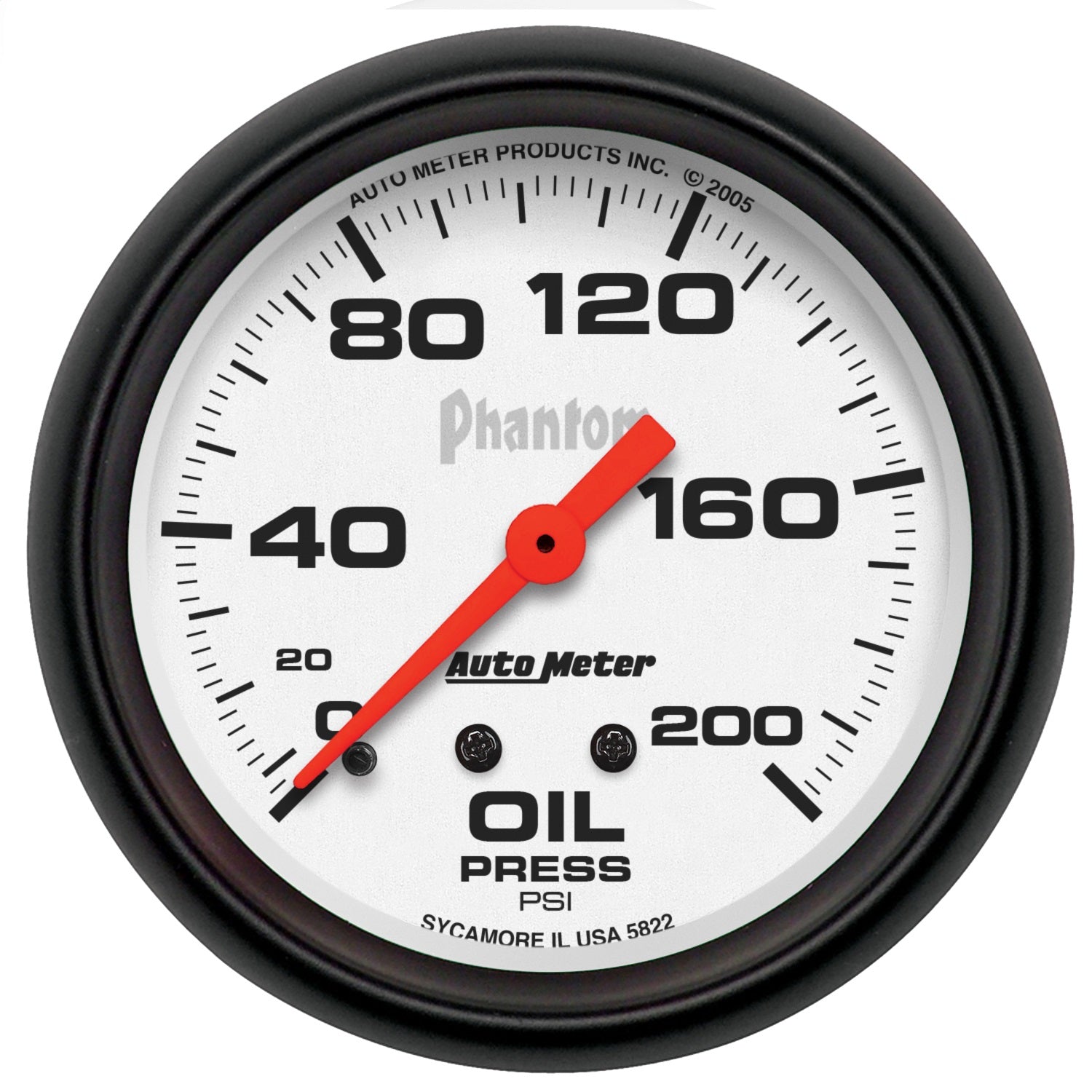 2-5/8" OIL PRESSURE, 0-200 PSI, PHANTOM