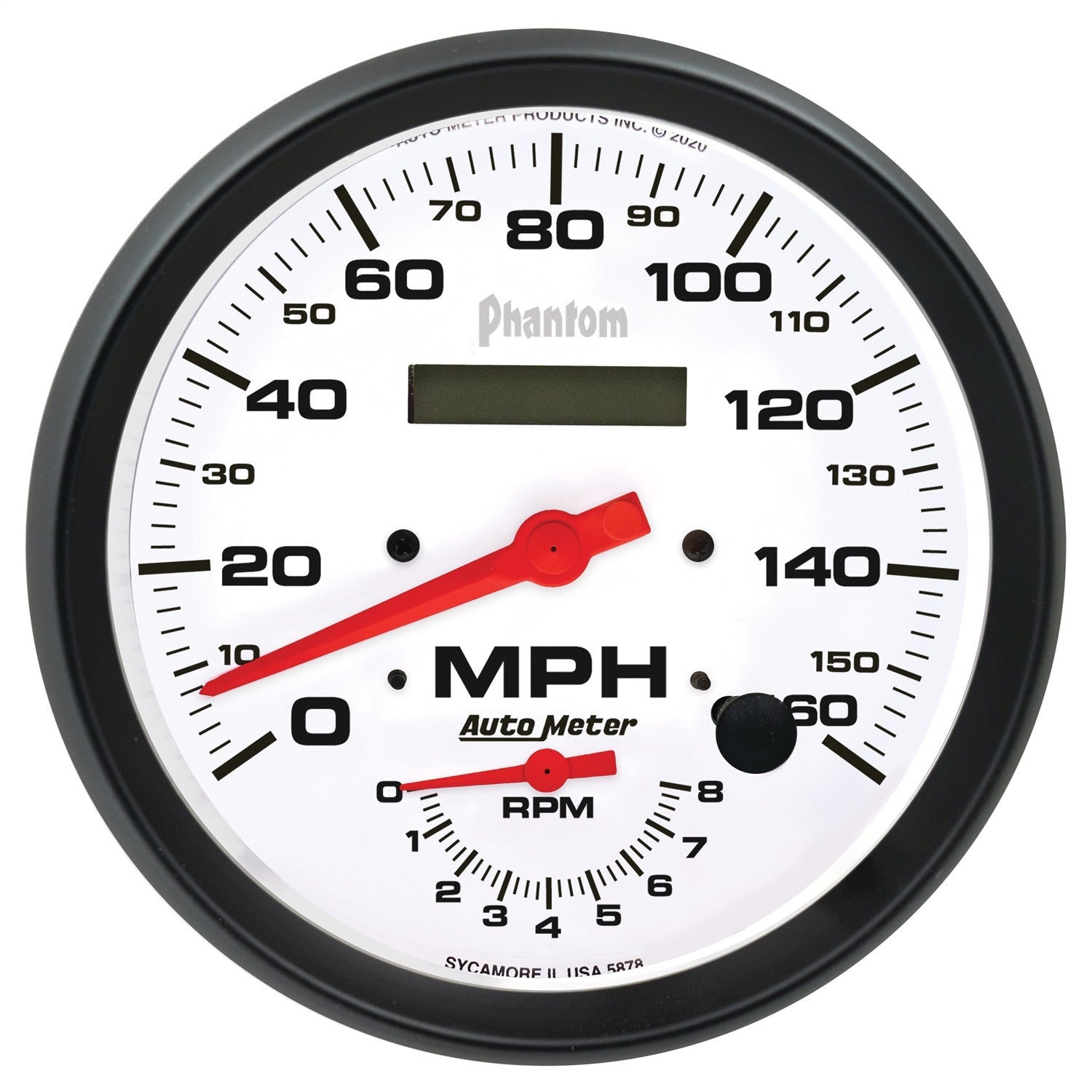 5" TACHOMETER/SPEEDOMETER COMBO, 8K RPM/160 MPH, PHANTOM