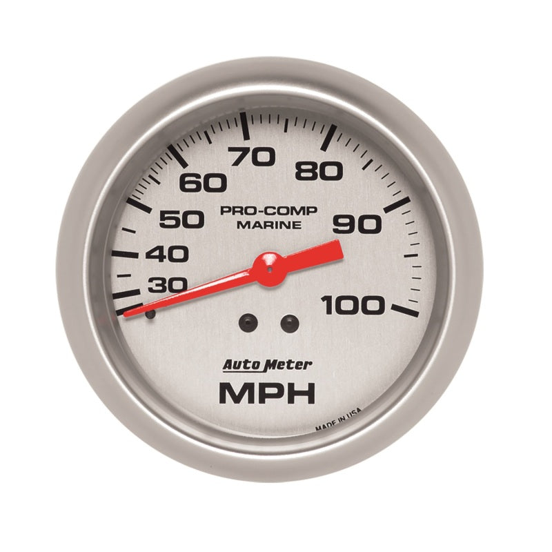 3-3/8" MECHANICAL SPEEDOMETER, 0-100 MPH, MARINE SILVER ULTRA-LITE