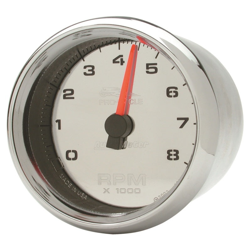 2-5/8" TACHOMETER, 0-8,000 RPM, CHROME, PRO-CYCLE