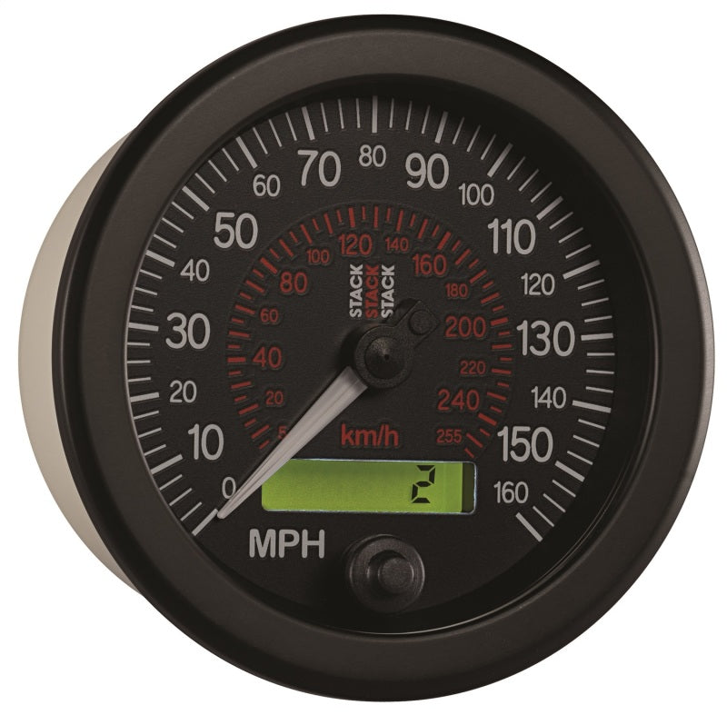 88MM SPEEDOMETER, 0-160 MPH / 260 KM/H, STACK BLK