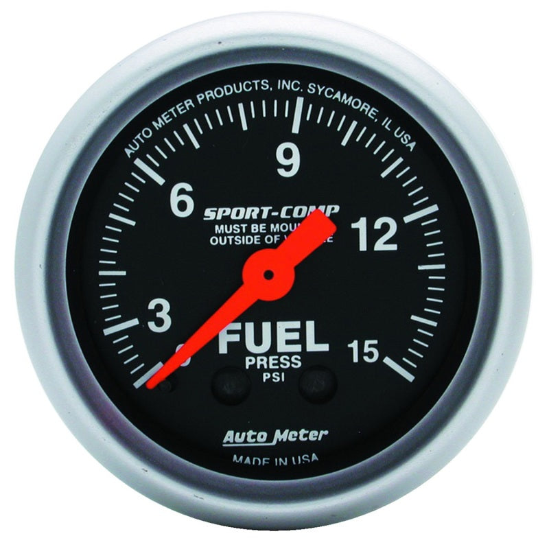 2-1/16" FUEL PRESSURE, 0-15 PSI, SPORT-COMP