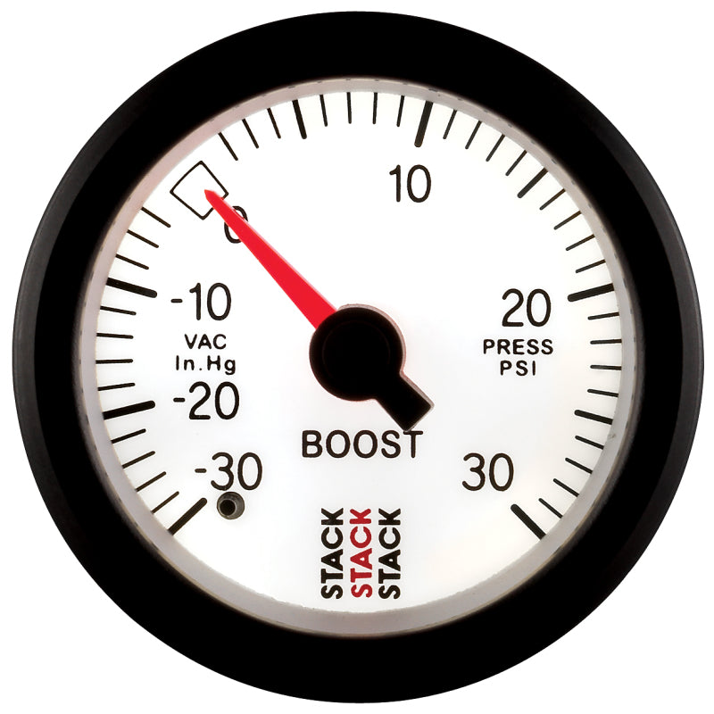 52MM, BOOST PRESS, MECH, -30INHG TO +30PSI, STACK WHT