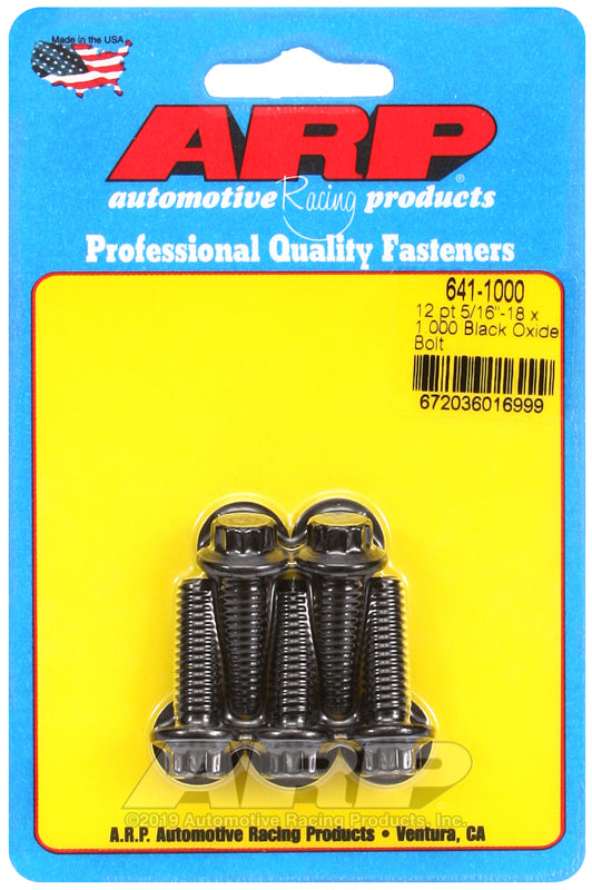 ARP 641-1000 5/16-18 X 1.000 12PT Black Oxide Bolts