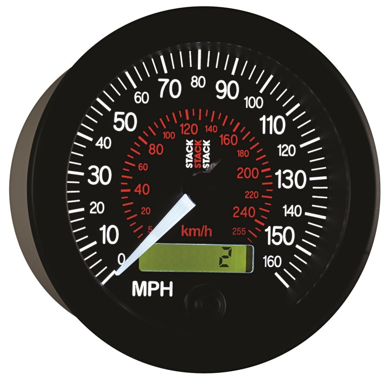88MM SPEEDOMETER, 0-160 MPH / 260 KM/H, STACK BLK